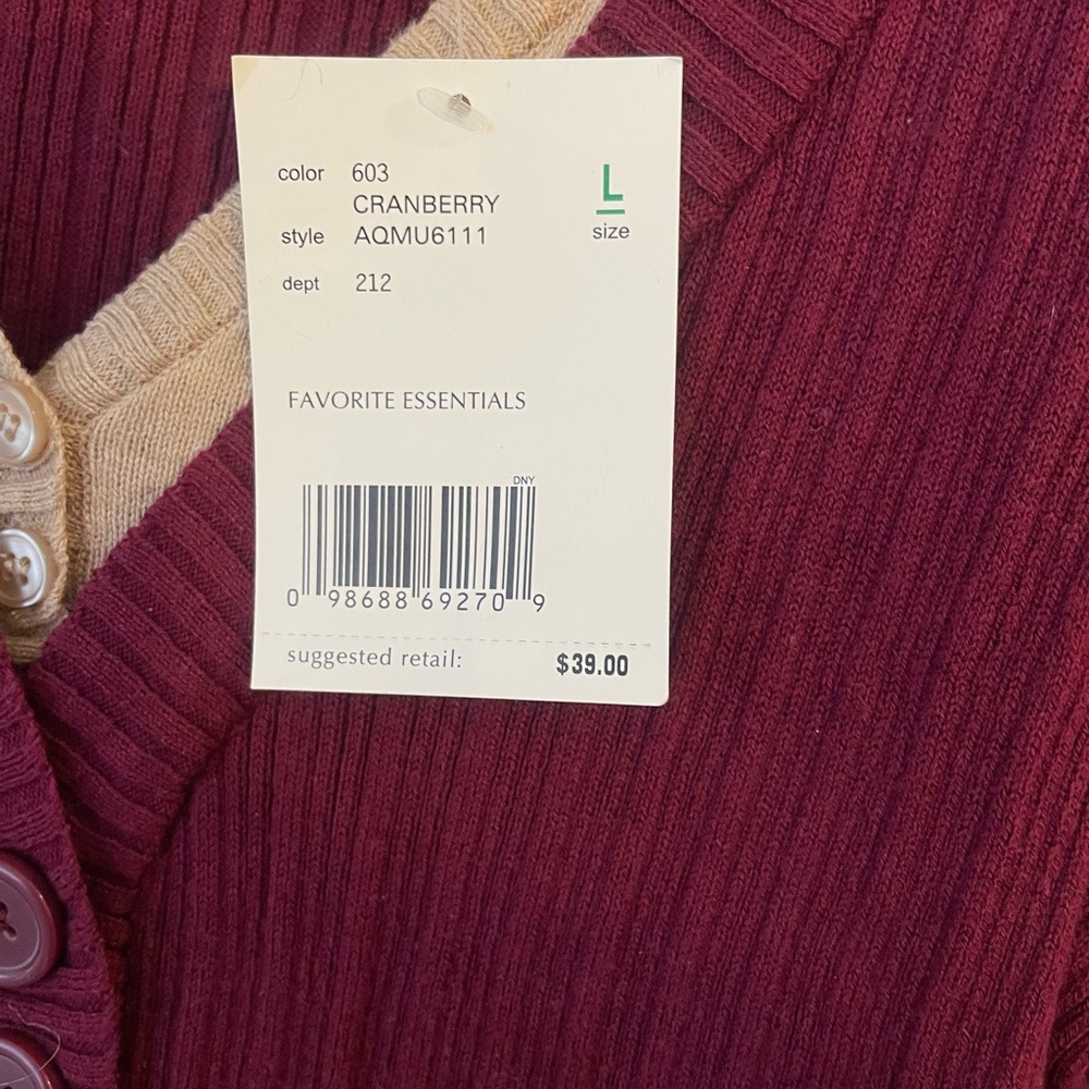Axcess Burgundy Ribbed V-Neck Blouse - Picture 4 of 4